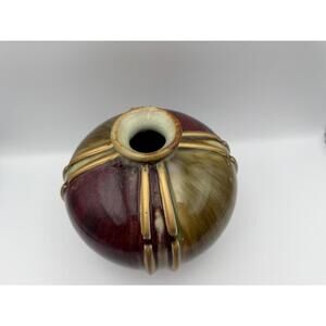 Vintage 7" Art Deco MCM Gold Glaze Ceramic Pottery Vase